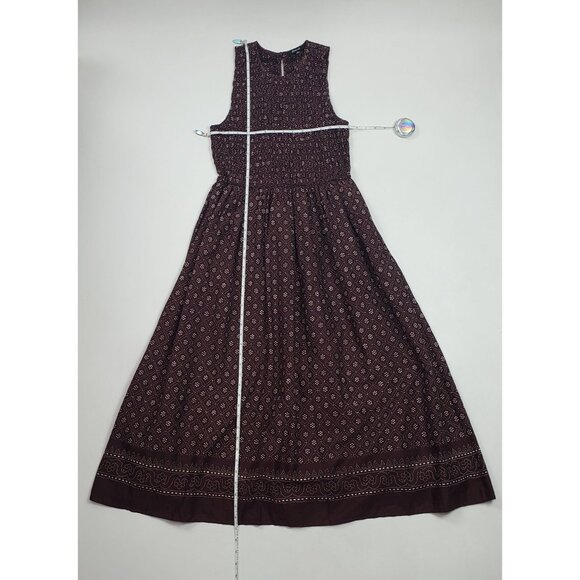 Madewell The Melody Smocked Midi Dress In Daisy Print M Dusty Plum Cotton Poplin - Picture 4 of 16